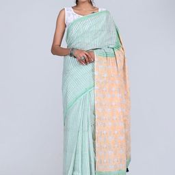 ShivanyaHandicrafts Striped Pure Cotton Block Print Saree-image-86