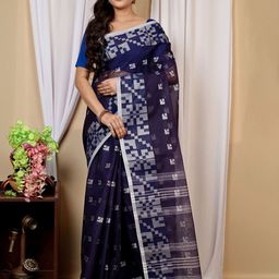 DipDiya Woven Design Pure Cotton Handloom Taant Saree-image-92