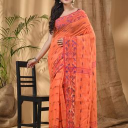 DESH BIDESH Ethnic Motifs Woven Design Silk Cotton Taant Saree-27