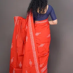 JALTHER Ethnic Motifs Printed Mulmul Cotton Block Print Saree image 3