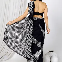 JAIPURI BLOCK PRINT Floral Printed Pure Cotton Block Print Saree image 3