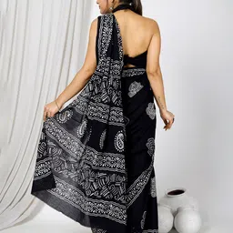 JAIPURI BLOCK PRINT Floral Block Printed Pure Cotton Saree image 3
