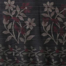 Anouk Black & Red Floral Printed Block Print Saree image 5