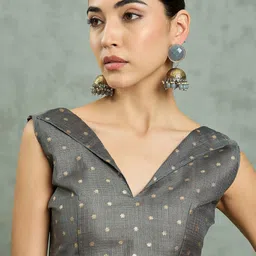 Mitera Woven Design Zari Block Print Saree image 3