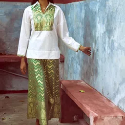 Dash and Dot Woven Design Pure Cotton Top With Palazzos-picture-41