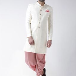 KISAH Self-Design Mandarin Collar Sherwani Set-image-91