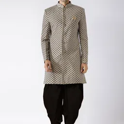 KISAH Printed Cotton Sherwani & Dhoti Set-image-16