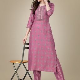 devkison Designer Women Floral Printed Regular Sequinned Kurta with Churidar-image-45