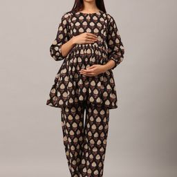 Ikk Kudi by Seerat Women Ethnic Motif Printed Pure Cotton Night suit-image-102