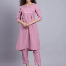 FABDYOR V-Neck Three-Quarter Sleeves Top With Trousers-image-70
