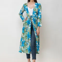 MINOS Floral Printed Longline Tie-Up Shrug-13