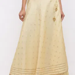 SOUNDARYA Women Beige Printed Flared Maxi Pure Cotton Skirts-picture-14