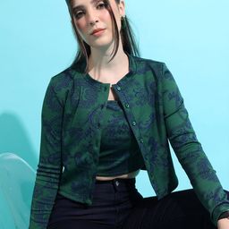 Tokyo Talkies Ethnic Motifs Printed Jacquard Cami Top With Jacket-picture-19