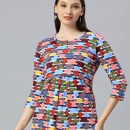True Shape Abstract Printed Gathered or Pleated Cotton Maternity Top-picture-13