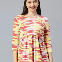 True Shape Abstract Printed Zipless Maternity Top-image-78