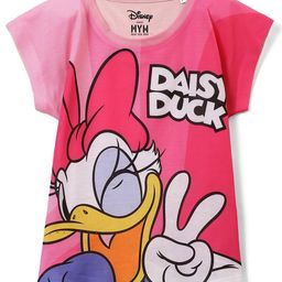 Wear Your Mind Girls Round Neck Cape Sleeves Knitted Daisy Duck print Top-image-99