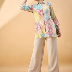 all about you Shirt Collar Printed Long Sleeves Top-image-7