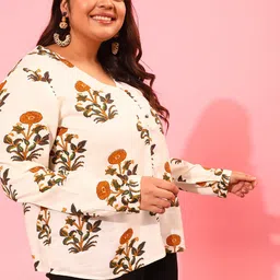 CURVY STREET Floral Print Long Sleeves Top-image-86