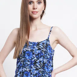 Purple State Shoulder Strap Floral Print Top-image-77