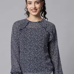 Beatnik Blue & White Floral Print Top-picture-15