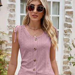 StyleCast x Revolte Pink Printed Semi Sheer Top-14