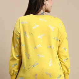 SHOWOFF Plus Typography Printed Round Neck Drop Shoulder Sleeves Pullover image 5