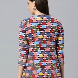 True Shape Abstract Printed Gathered or Pleated Cotton Maternity Top image 3