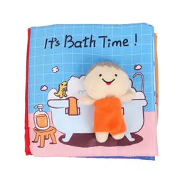 Baby Moo Kids Blue & Orange Printed Bath Time Activity Cloth Book-13