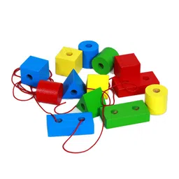 wonderLearn Kids Red & Blue Lacing Beads Skill Development Toys image 2