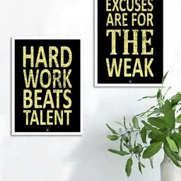 Art Street Set Of 2 Motivational Art Prints Hard Work Beats Talent Wall Art-image-91