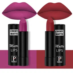 PERPAA Set of 2 Creamy Matte Bullet Lipstick 3.5g Each - Rose Magenta 58 & Crimson Red 86-image-57