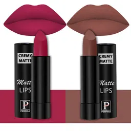 PERPAA Set of 2 Creamy Matte Bullet Lipstick 3.5g Each - Ruby Magenta 84 & Nude Brown 111-image-39