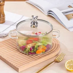 Glass Casserole with lid, Food Serving Bowl with lid, Oven & Microwave Safe Cook and Serve Casserole-image-48