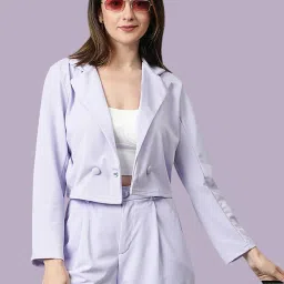 Women Solid Single Breasted Casual Blazer-image-21