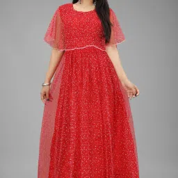 Self Design, Embellished Art Silk, Net Semi Stitched Flared/A-line Gown-image-16