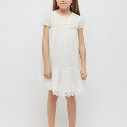 One Friday Girls Self Design Round Neck A-Line Dress-picture-56