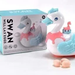 sh enterprises Swan Duck With 3 Eggs Toy with Lights & Sound Music & Walking Battery Operated image 4