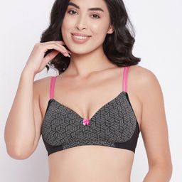 Clovia Black & White Geometric Bra Lightly Padded-image-33