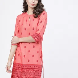 Vishudh Women Coral Pink Printed Tunic-image-73