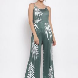 iki chic Green & White Printed Culotte Jumpsuit-50