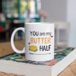 Oye Happy White & Black You're My Butter Half Ceramic Glossy Mug-45