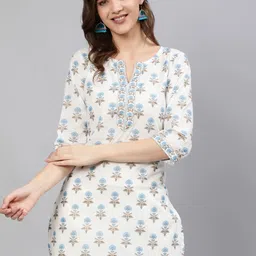 Nayo Off White & Blue Printed Tunic-47