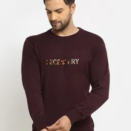 Club York Men Burgundy Typography Printed Pullover Sweater-image-3