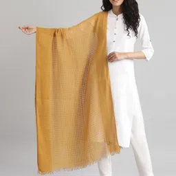 AURELIA Gold-Toned Checked Pure Cotton Dupatta-15