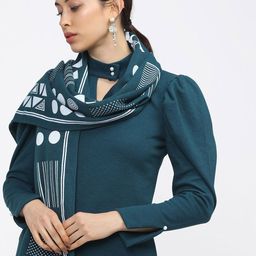 Vishudh Teal Blue & White Printed Dupatta-25