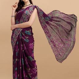 KALINI Purple & Blue Floral Printed Saree-picture-43