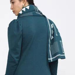 Vishudh Teal Blue & White Printed Dupatta image 4
