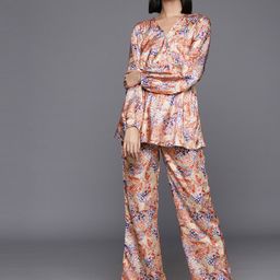 Varanga Abstract Printed V-Neck Tunic With Trouser-picture-25