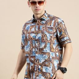 SHOWOFF Standard Slim Fit Abstract Printed Cotton Casual Shirt-image-80