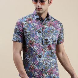 SHOWOFF Standard Slim Fit Abstract Printed Cotton Casual Shirt-image-35
